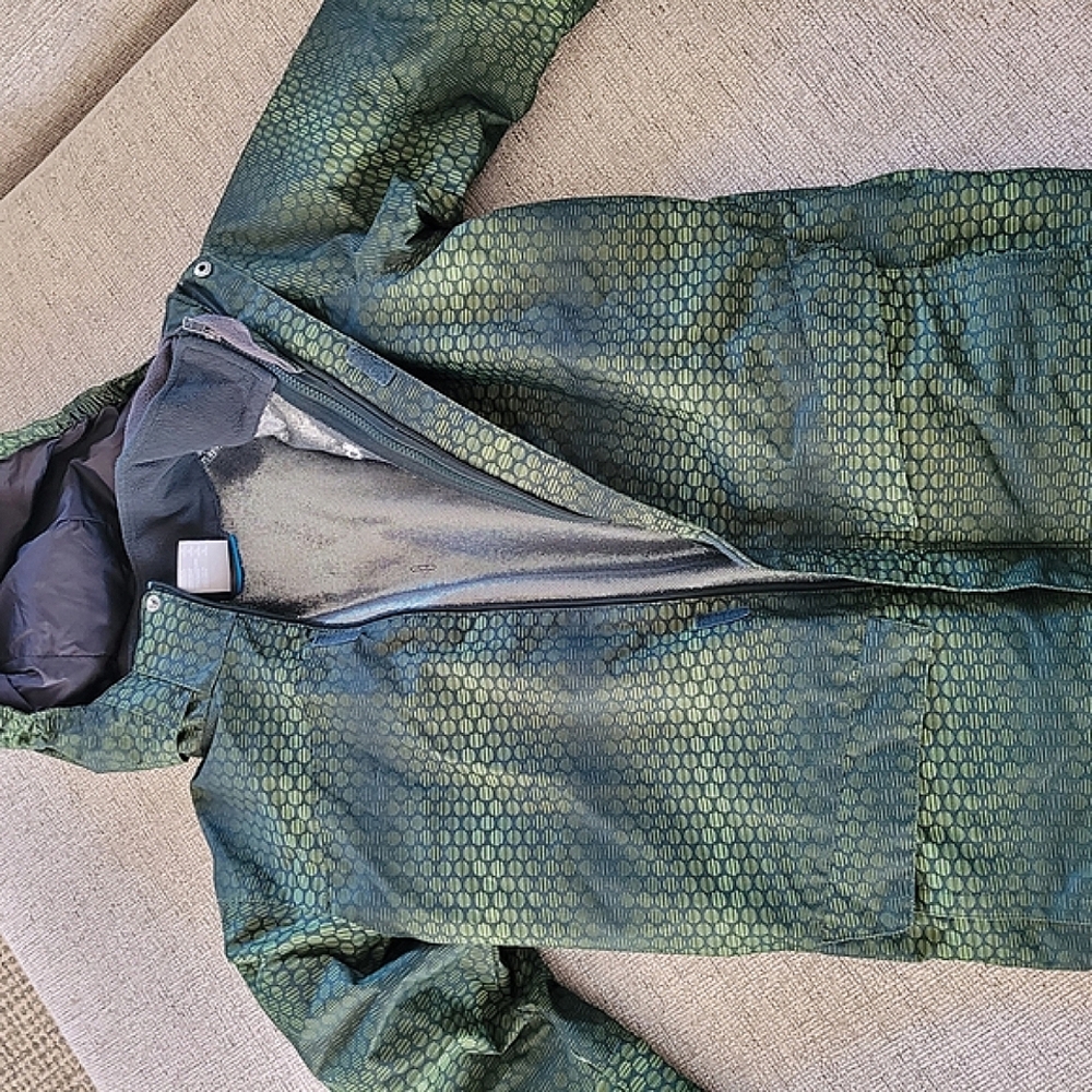 Columbia Green Patterned Kids Ski Jacket